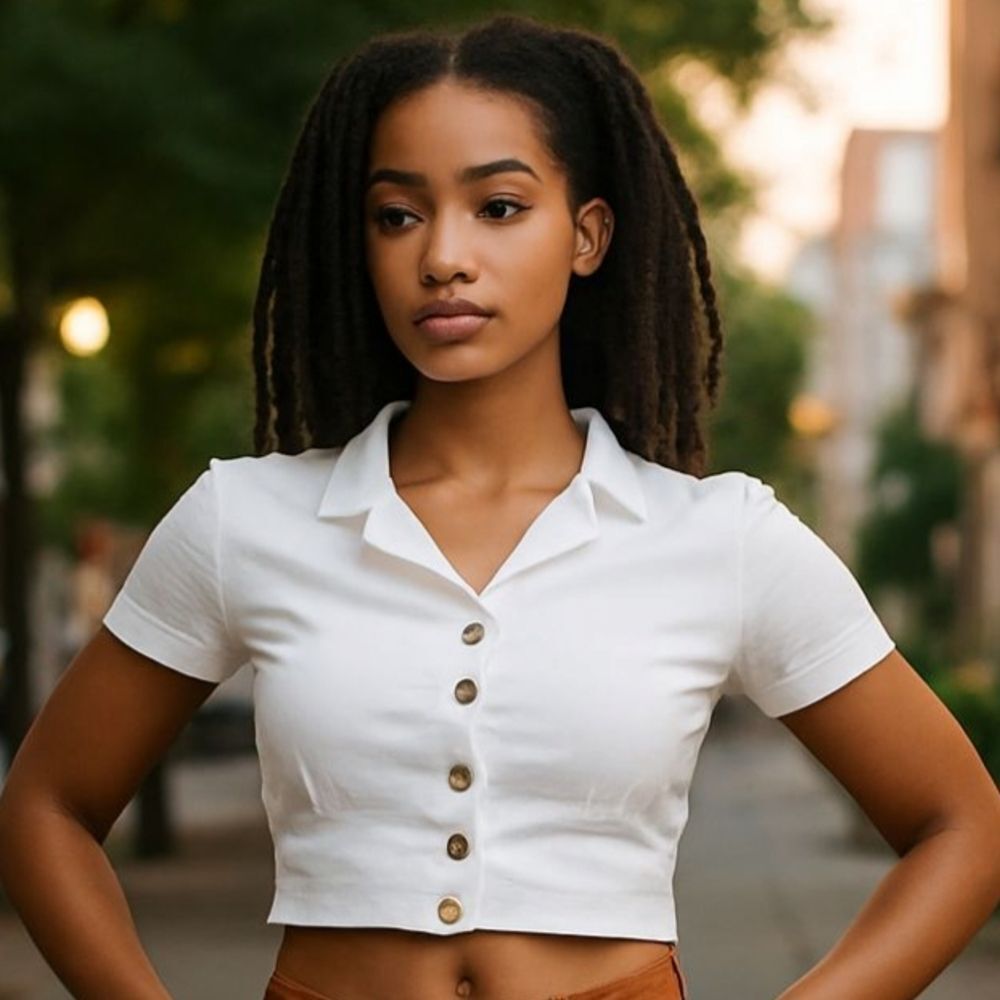 Chic White Button-Down Crop Shirt